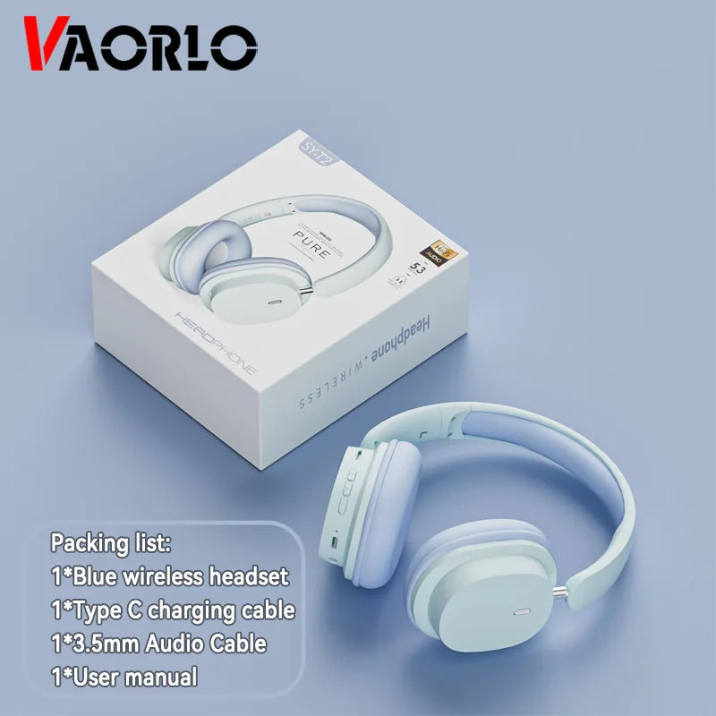 Casque sans fil Bluetooth 5.3 à la mode, casque stéréo HIFI portable supra-auriculaire, casque d'affaires, écouteurs de jeu à faible latence, prise en charge de la connexion 3,5 mm et de la lecture de cartes TF