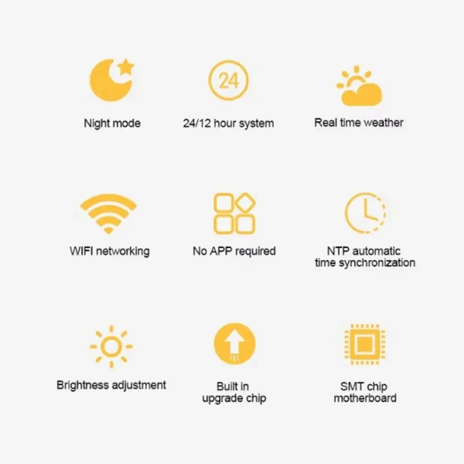 Petit réveil portable intelligent WiFi, station météo, affichage de la température et de l'humidité, horloge, décoration de bureau