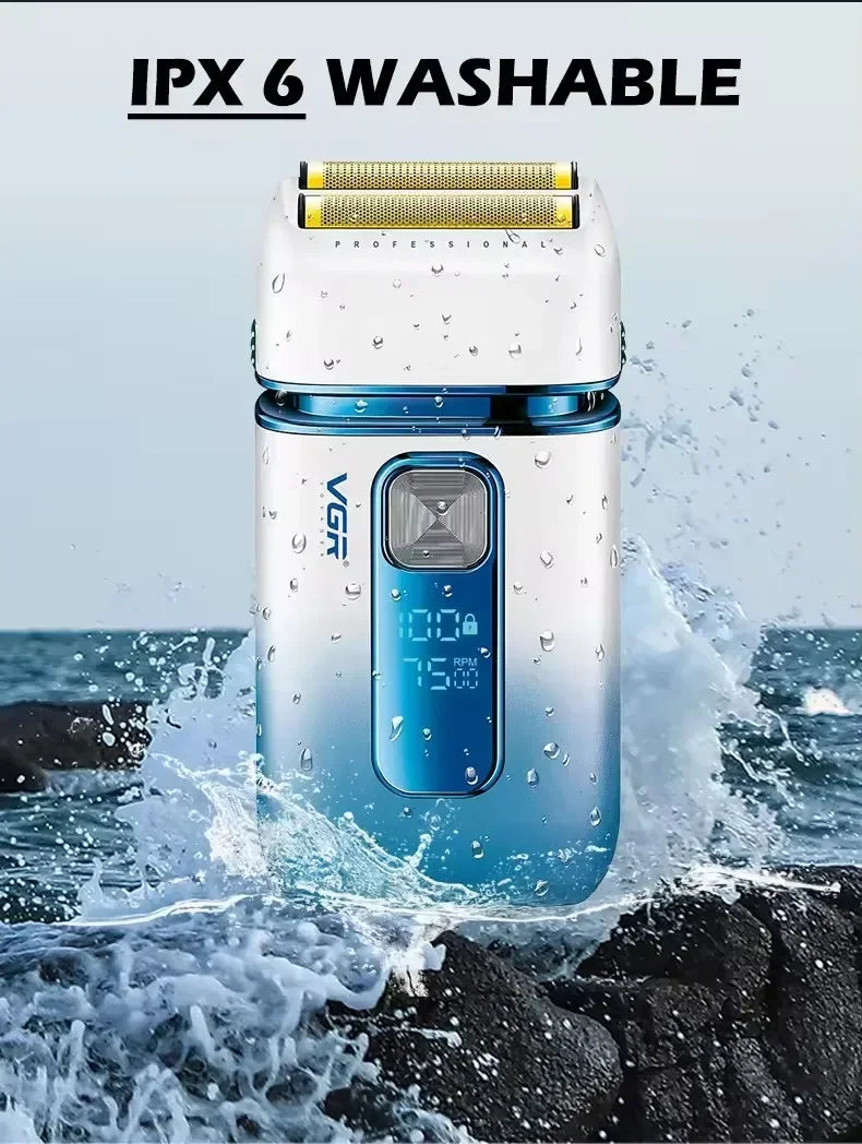 VGR professionnel cheveux barbe rasoir électrique pour hommes USB Rechargeable lavable électrique rasoir chauve tête Machine à raser
