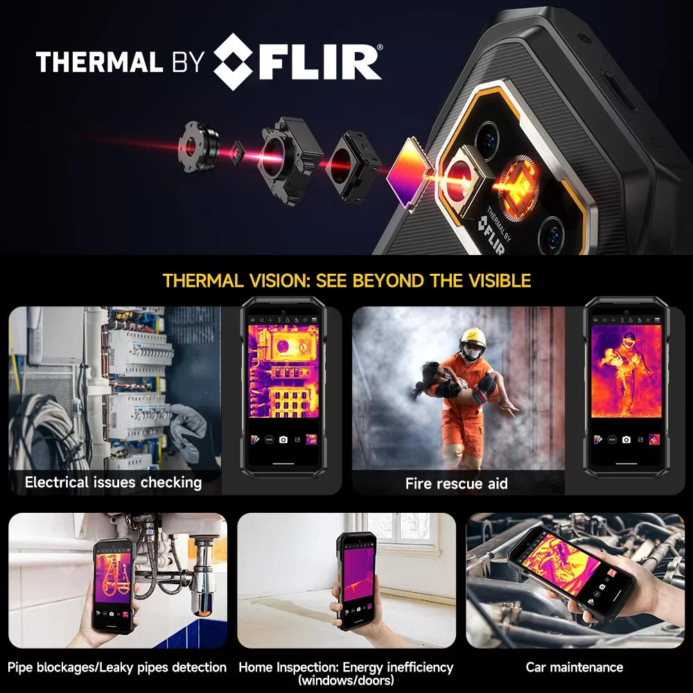 Ulefone Armor 27T Pro 5G Rugged Phone with THERMAL BY FLIR® 10600mAh Android 14 Smartphone 50MP+64MP 6.78" 24GB+256GB NFC Mobile Phone