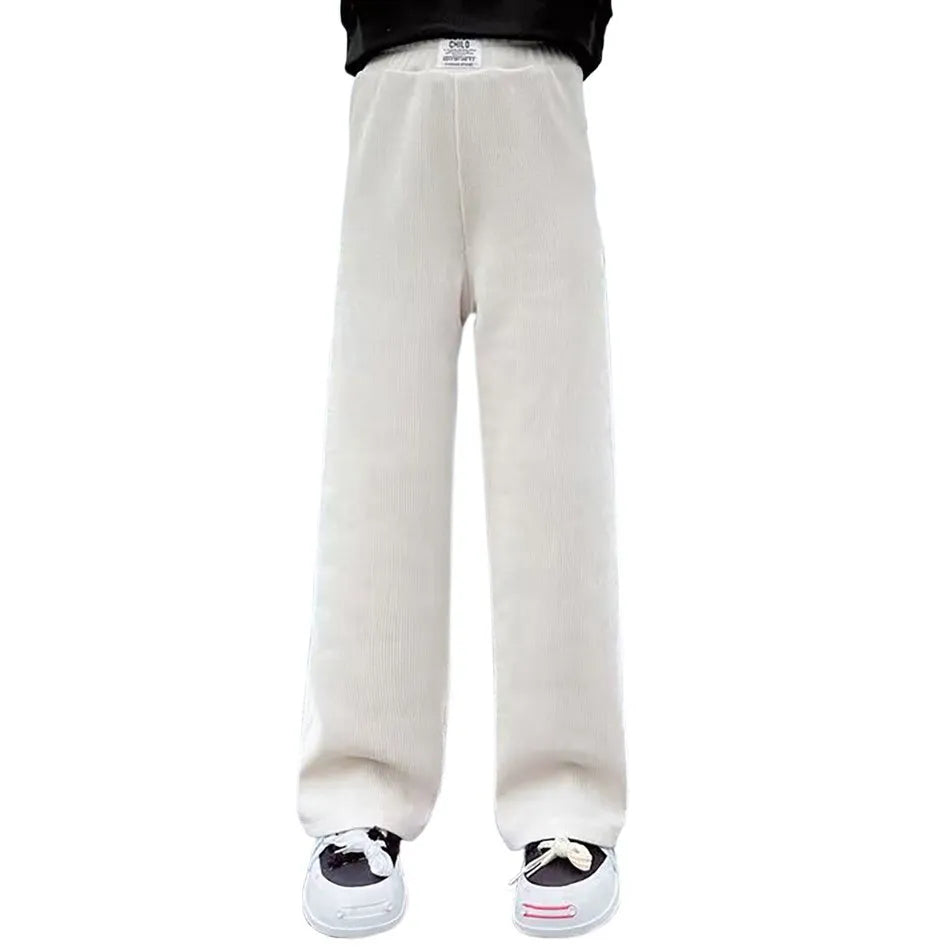 Pantalons à jambes larges pour filles, en velours côtelé, décontractés, à jambes droites, tendance, pantalons longs amincissants, nouvelle collection printemps et automne