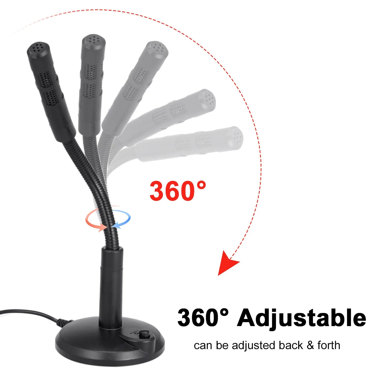Microphone de bureau USB Plug & Play omnidirectionnel, pour ordinateur portable, enregistrement de jeux sur ordinateur, chat, chant, réunion