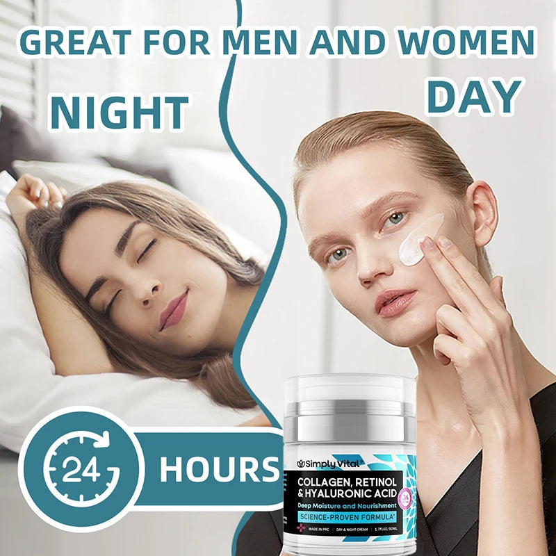 Crème hydratante déformable au rétinol pour le visage, soin de la peau au collagène, acide hyaluronique, nourrissant en profondeur, jour et nuit, 50ml