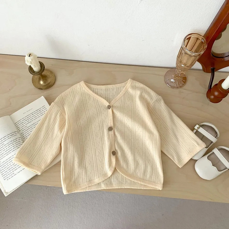 Veste d'été légère à manches longues pour enfants, vêtements pour tout-petits, cardigan solide pour documents, vêtements décontractés coréens pour bébés garçons et filles