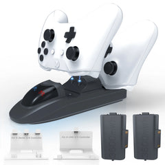 Station de chargeur de contrôleur avec 2 batteries rechargeables de 3600 mWh pour Xbox One/Series X | Contrôleur S, double station de charge pour