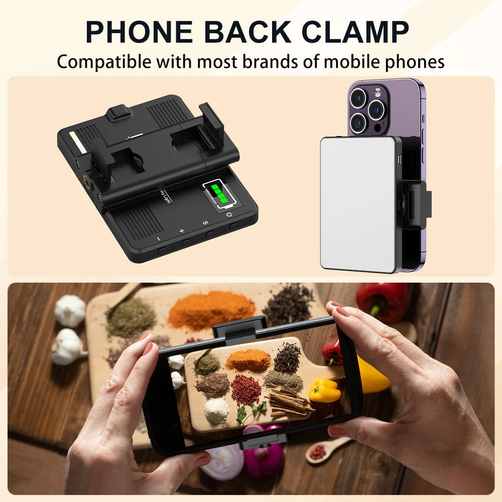 Lumière de remplissage LED portable pour smartphone, selfie, vidéo de conférence, diffusion en direct, téléphone portable, iPad, ordinateur portable, appareil photo, 2500K-9000K