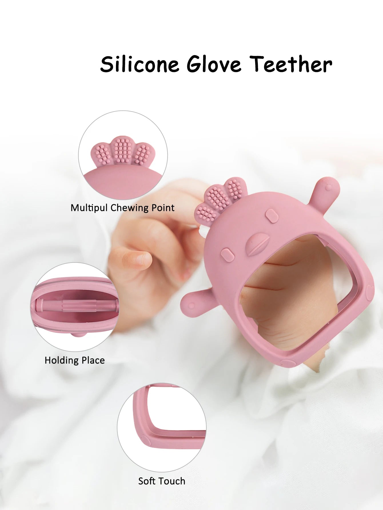 Gants de dentition en Silicone pour bébé, sans BPA, pour enfants, soins dentaires pour nouveau-né, gencives, Anti-alimentation, main  Accessoires pour bébé avec bâton molaire