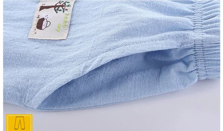 Pantalons pour enfants pour garçons et filles, en coton et lin, taille élastique, couleur unie, pantalons moustiques d'été, vêtements pour enfants, pantalons longs 100-160cm