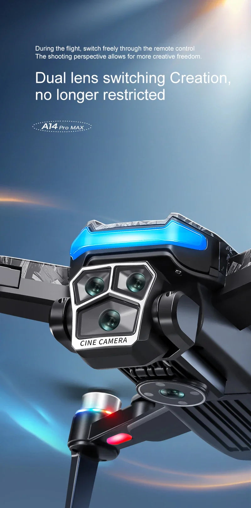 Xiaomi A14 ProMax Drone, Brushless Motor, 8K HD, Three Cameras, GPS, Optical Flow, Obstacle Avoidance, Foldable Quadcopter Drone Toy