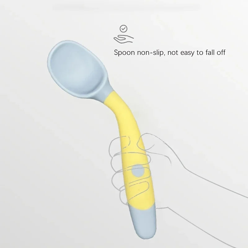 Ensemble fourchette et cuillère pour bébé, ustensiles pliables pour tout-petits, poignée en Silicone souple, vaisselle d'entraînement, outils d'auto-alimentation pour nourrissons et enfants BP