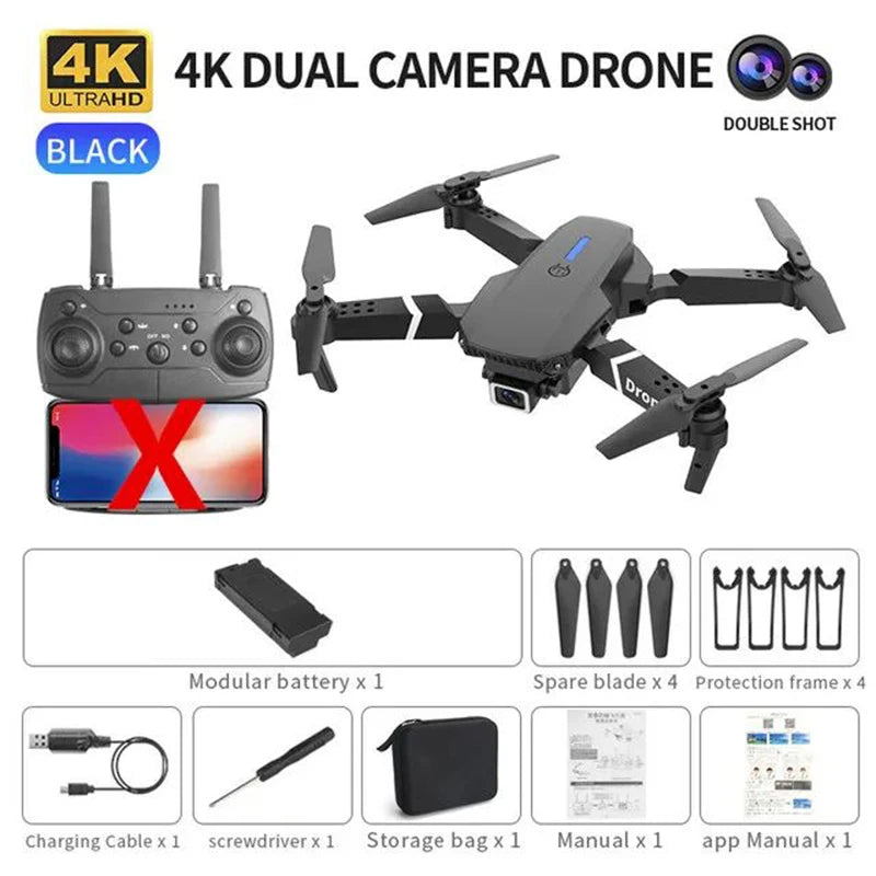 2024 nouveau E88 Pro WIFI FPV Drone grand Angle HD 4K 1080P caméra hauteur tenir RC pliable quadrirotor hélicoptère jouets cadeau