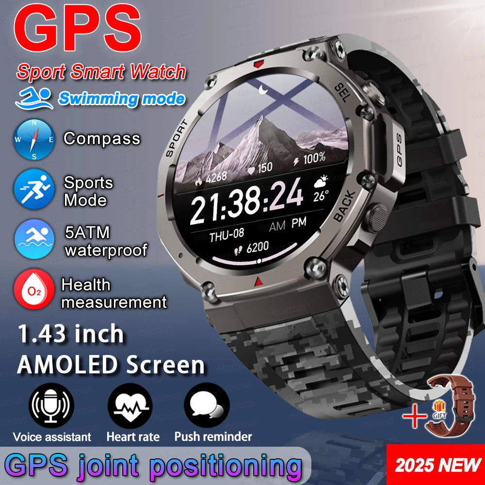 T-rex 3 Ultra GPS montre intelligente 5 ATM étanche intégré double bande GNSS boussole militaire 170 + Sport Smartwatch hommes 2025 nouvelle montre