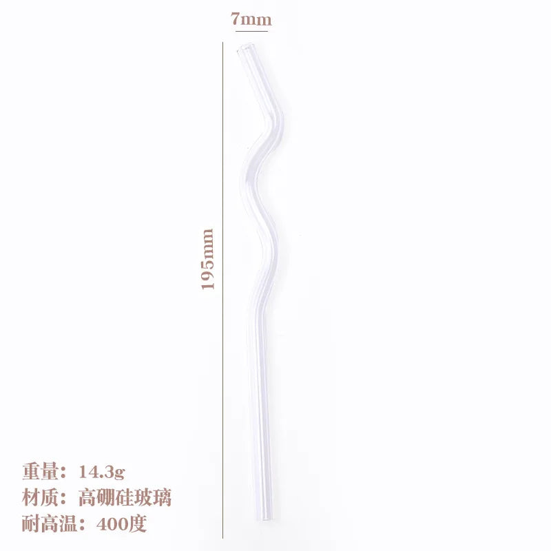 Pailles en Verre Réutilisables Ondulées Colorées Transparentes, Tube à Haute Teneur en Borosilicate, pour ix, Bar