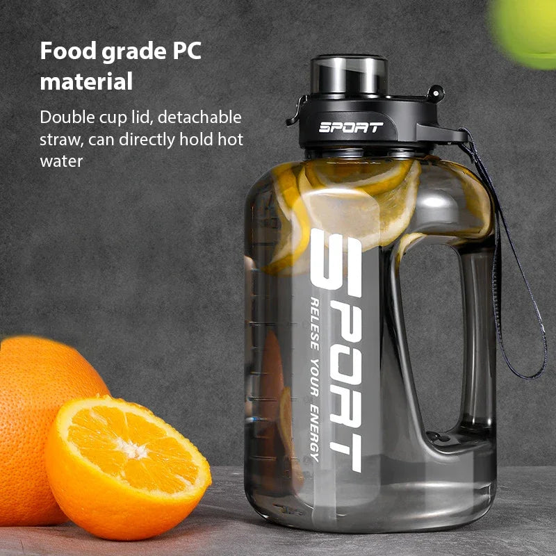 Bouteille d'eau seau de grande capacité 1,2 l/1,7 l, grand ventre, bouteille d'eau pour sport, Fitness, tasse spatiale en plastique Portable