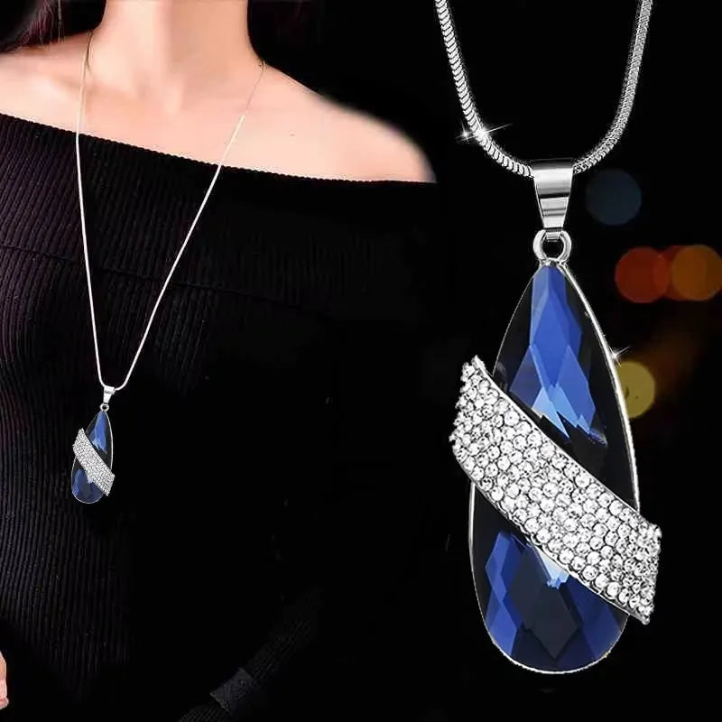 Colliers longs avec pendentif trapézoïdal en pierre semi-précieuse pour femmes, Vintage carré géométrique, cadeaux féminins, bijoux, nouvelle collection 2025