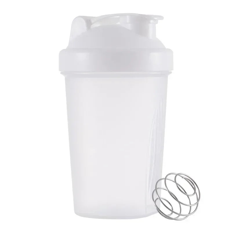 Bouteille Shaker de sport de 400 ml – Tasse à boire extérieure portable avec boule de mélange en acier inoxydable et marquages de mesure