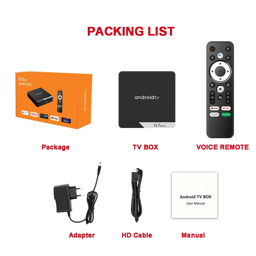 G7 Max Smart TV Box Android 11 S905X4 4GB 64GB 1000M AV1 4K HD 2.4GHz/5GHz double Wifi USB3.0 décodeur lecteur multimédia 4GB 32GB