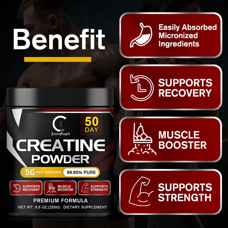 GPGP GreenPeople poudre de monohydrate de créatine poudre de créatine reconstitution musculaire constructeur musculaire pour hommes et femmes suppléments d'entraînement