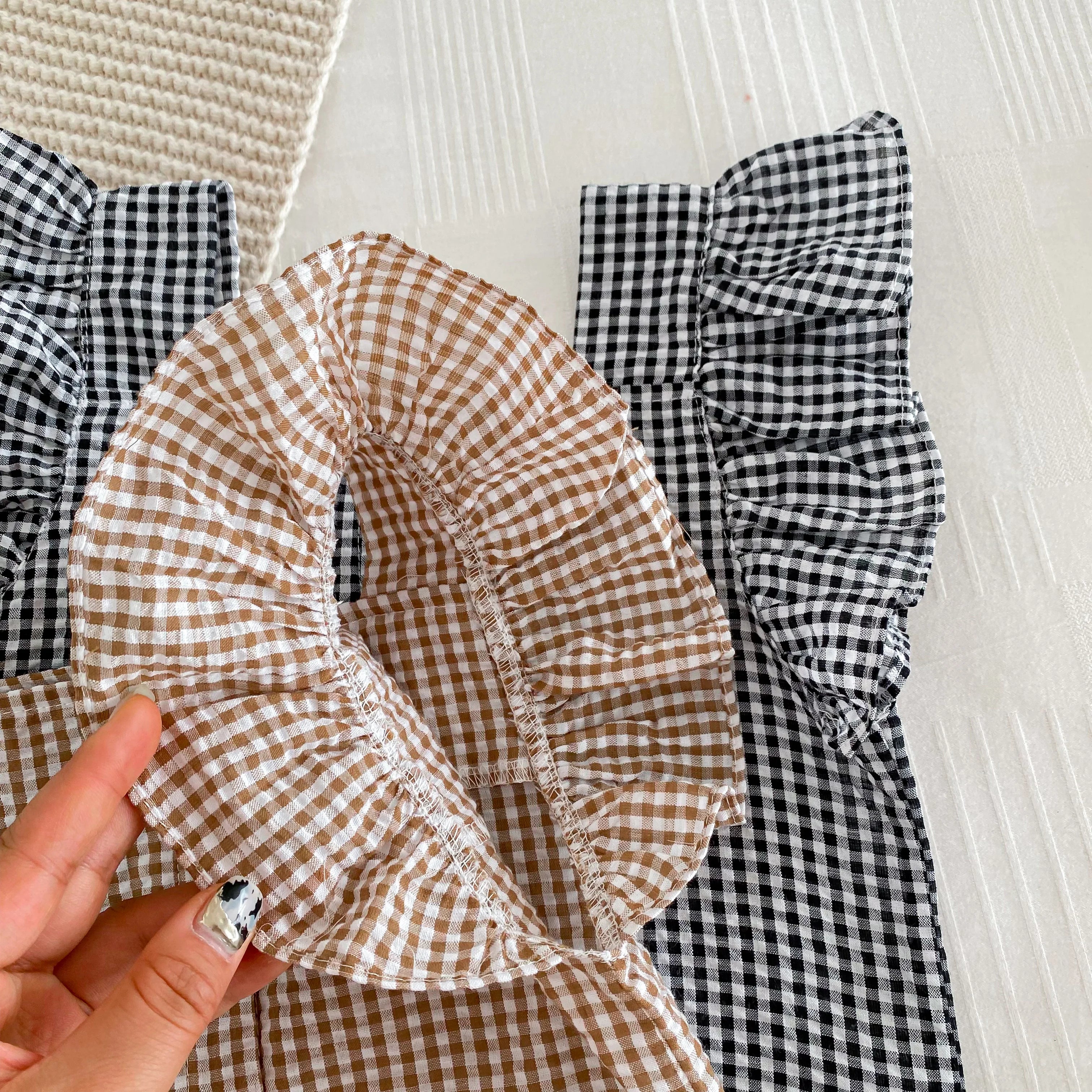 Tenue d'été pour enfants de 2 à 6 ans, vêtements pour bébés filles, chemisiers sans manches à carreaux + short, ensemble deux pièces