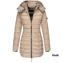 Veste d'hiver en coton pour femme, couleur unie, coupe ajustée, chaude, solide, à capuche, vêtements pour femmes, nouvelle collection