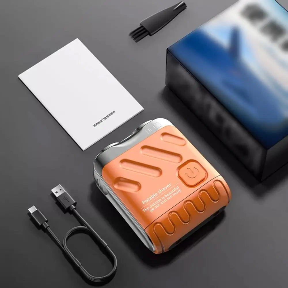 Mini Compact Electric Shaver for Men, Magnetic, Double Head, Portable, Rotary, Waterproof, 9000 Revolutions, Beard Trimmer for Dad
