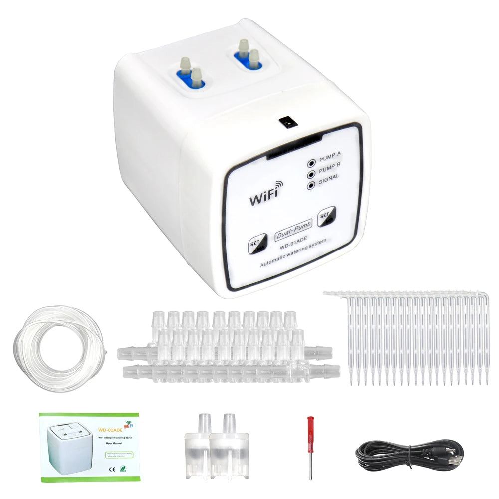 Dispositif d'arrosage Intelligent WIFI, Double pompe, système d'irrigation goutte-à-goutte automatique, contrôleur d'application à distance pour terrasse de jardin