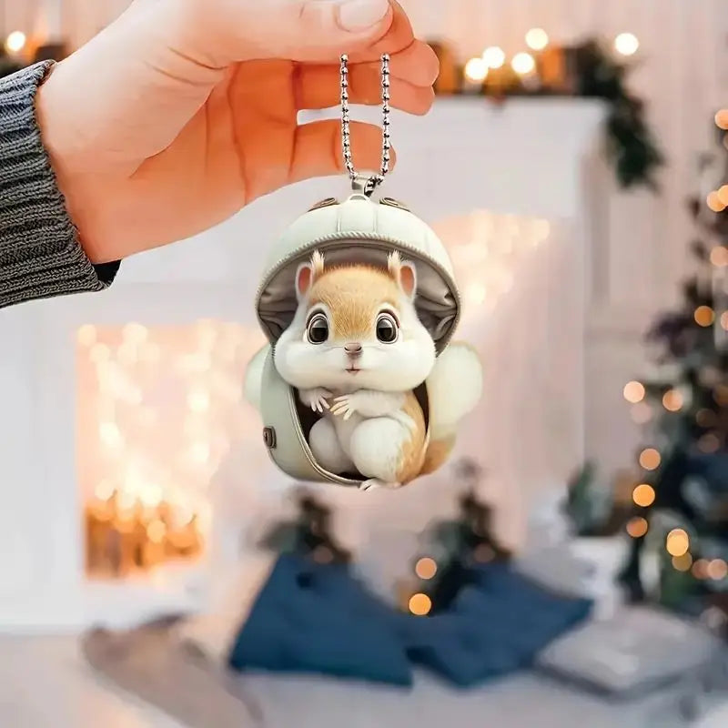 Modern Christmas decoration for home, car pendant, Christmas tree ornament, funny 2D acrylic cat ornament