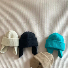 Bonnet en tricot coréen pour bébé, bonnets solides pour enfants, bonnet pour enfants, bonnets de protection des oreilles pour filles et garçons, automne et hiver