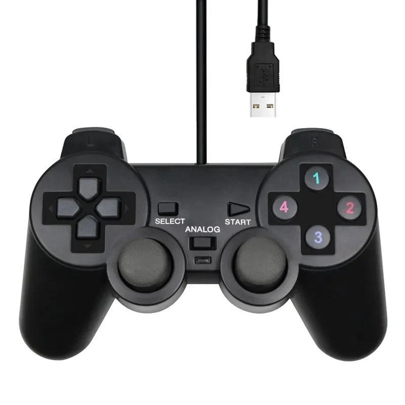 Contrôleur de jeu filaire 1/2 pièces manette de jeu USB pour PC Windows ordinateur portable Joystic Joypad pour WinXP/Win7/8/10 manette de jeu noire
