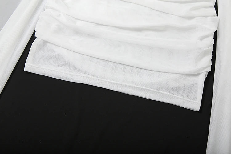 Kliou – Mini robe en maille Patchwork pour femme, col pivotant, sans manches, Long ruban décoratif, mode minuit, fête de bal, élégante, moulante