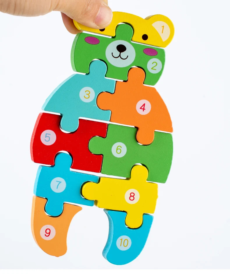 Puzzles en bois Montessori pour enfants, jouets pour tout-petits de 2 à 3 et 4 ans, jouet dinosaure
