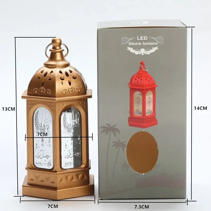 Ramadan Muslim Lantern, Eid Mubarak Ornament, LED Night Light for Festivals, Eid Al Adha Gift, Ramadan Gurbang Decoration for Home