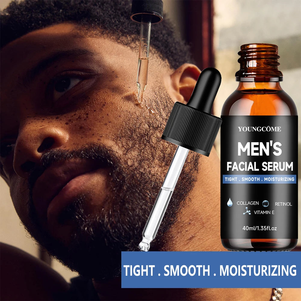 YOUNGCOME Ensemble de routine quotidienne pour homme avec sérum et hydratant avec collagène, rétinol et vitamine E pour tous types de peau