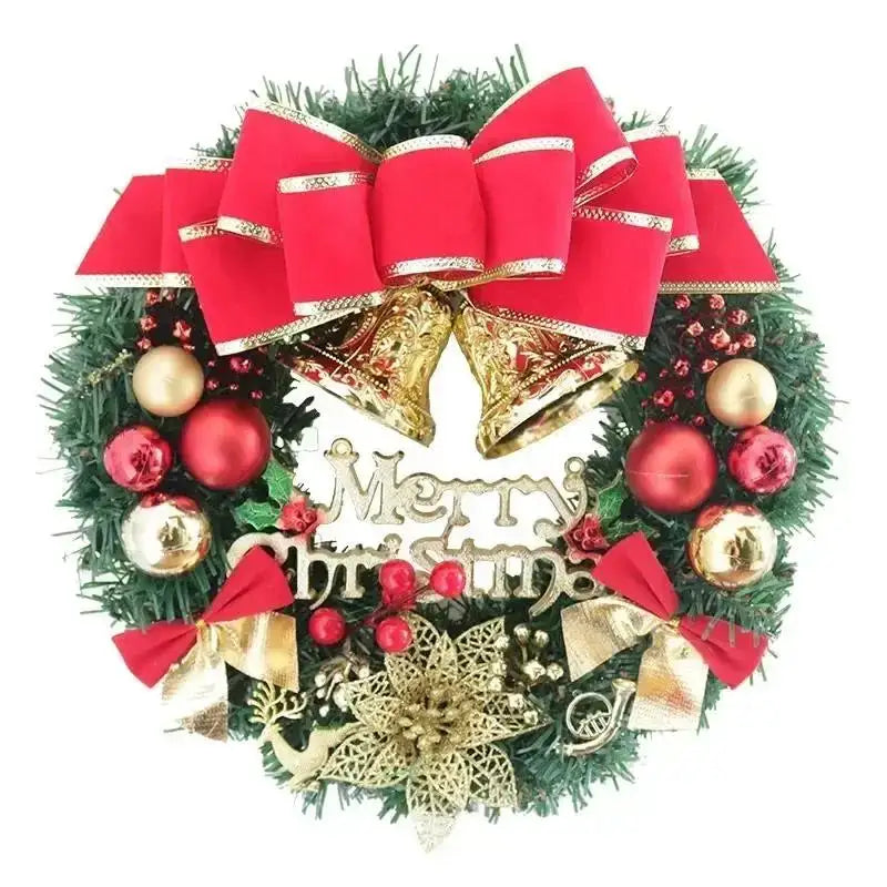 Décorations de noël 45cm, couronne artificielle pour porte suspendue, accessoires de fenêtre, arrière-plan, accessoires d'arbre de noël
