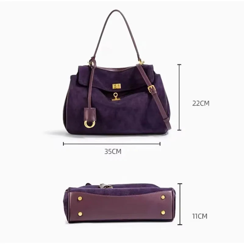 Sac à main de luxe pour femmes, café violet, marque avancée, Simple, fourre-tout en daim givré, sac à bandoulière de voyage pour banlieue