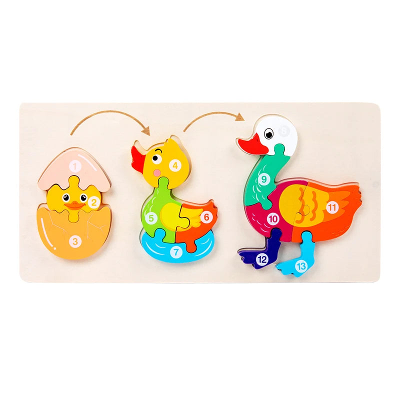 Jouet bébé en bois Puzzle 3D jouets cycle de vie puzzle dessin animé Puzzle pour enfants bébé éducation précoce Intelligence pour les enfants