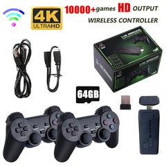Console de jeu vidéo 2.4G, Double contrôleur sans fil, bâton de jeu 4K 10000 jeux 64 32 go, jeux rétro pour PS1/GBA Boy, cadeau de noël