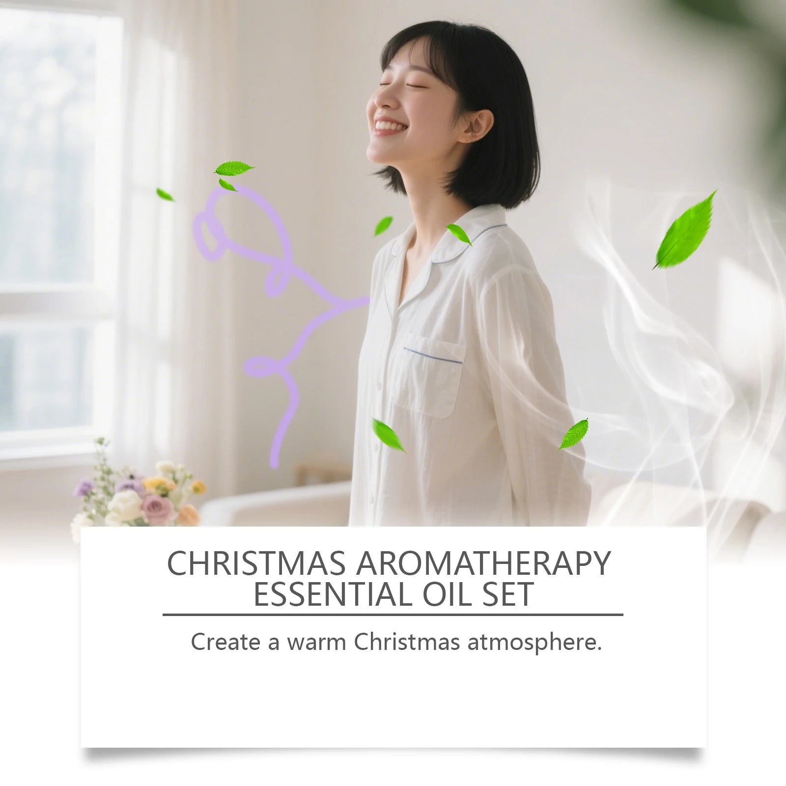 Ensemble d'huiles essentielles d'aromathérapie de noël, parfum longue durée, 6 parfums de vacances, parfums festifs et atmosphère relaxante, 6x10ml