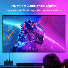 Rétroéclairage TV LED HDMI Sync avec éclairage d'ambiance dynamique |   Fonctionne avec TV Box/PS5 |   Plug & Play, Mode de jeu