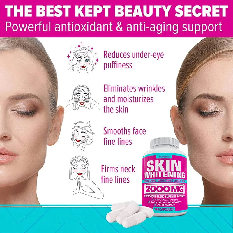 Capsules complexes de glutathion – Antioxydant puissant, réduit l'hyperpigmentation, soulage les taches foncées, hydrate la peau