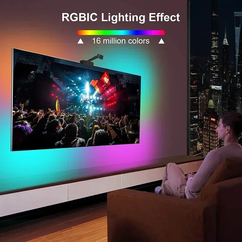 Rétro-éclairage Led pour télévision intelligente, avec caméra, 5V, Usb, Rgbic, écran de télévision synchrone, Ambilight, 3.8M, 5M, télécommande avec application pour salle de jeux