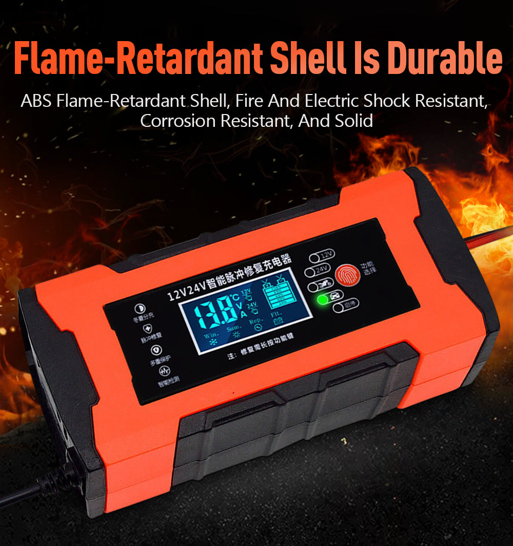 Chargeur de batterie de voiture 10A 12V chargeur de batterie automobile 24V 5A accessoires de voiture affichage numérique détection impulsion réparation chargeur de voiture