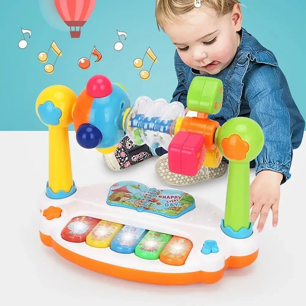 Jouets de piano pour bébé, clavier musical rotatif avec son léger, jouets musicaux pour les tout-petits, jouet musical pour le début du dos