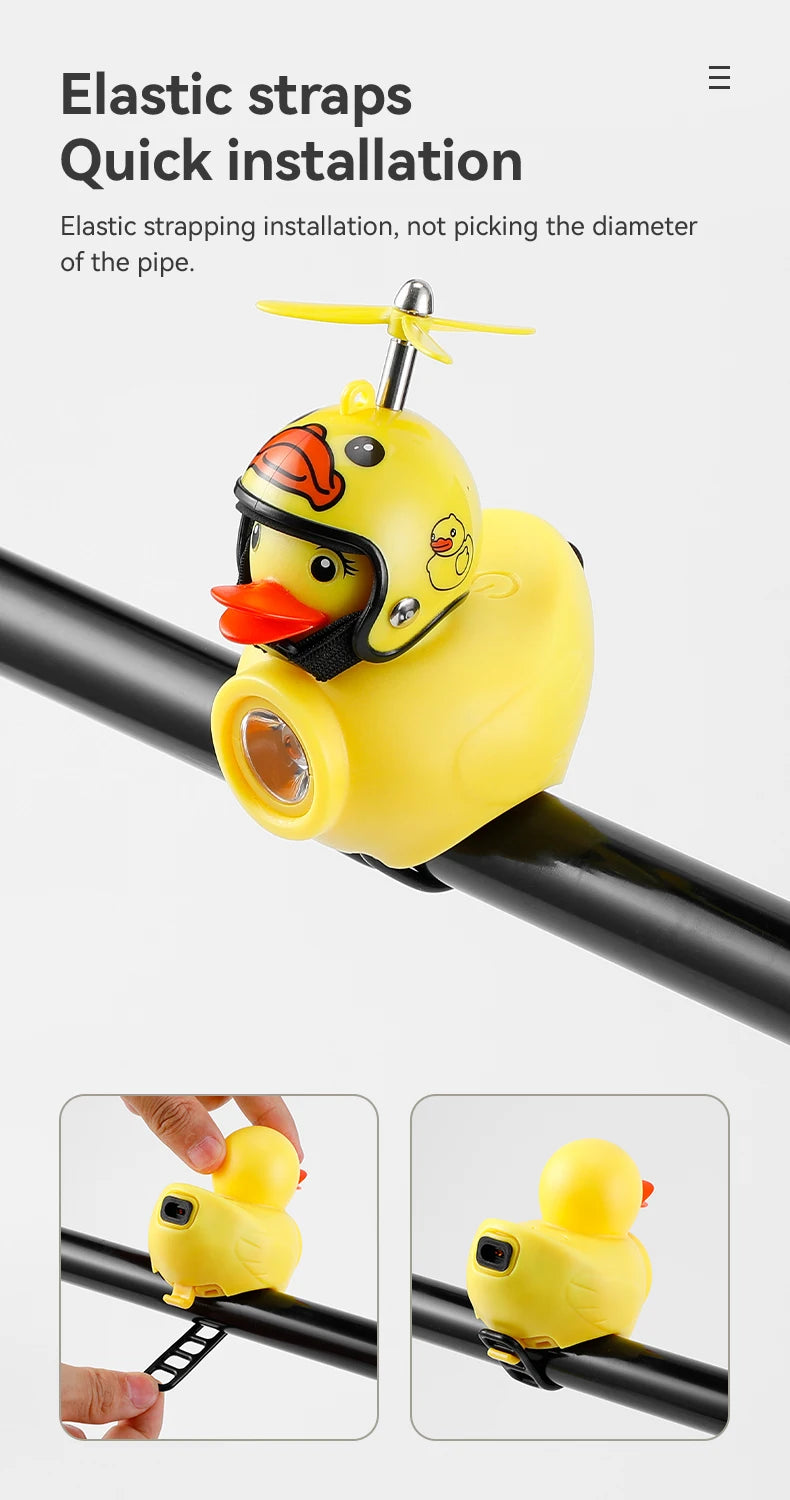 Lumière de vélo pour enfants, équitation de nuit, petit canard jaune, sonnette pour enfants, lampe de poche, phare de vélo pour cyclisme, lampe avant de vélo