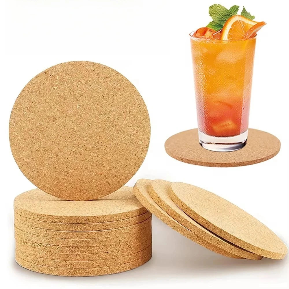 Sous-verres ronds en liège naturel, 10 pièces, tapis en bois, durables, antidérapants, pour thé, café, tasse, porte-boissons, décoration de Table, fournitures pour la maison, bricolage