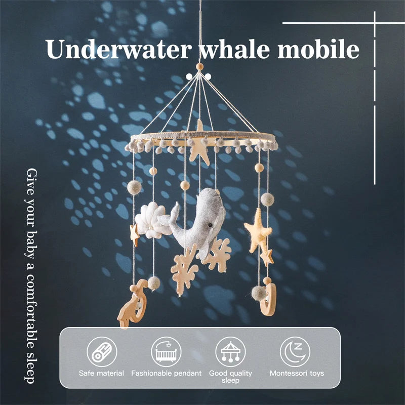 Hochets pour nouveau-né de 0 à 12 mois, jouets en feutre doux, cloche de lit de baleine, berceau Mobile suspendu, carrousel Musical, jouet pour garçons et filles, cadeau