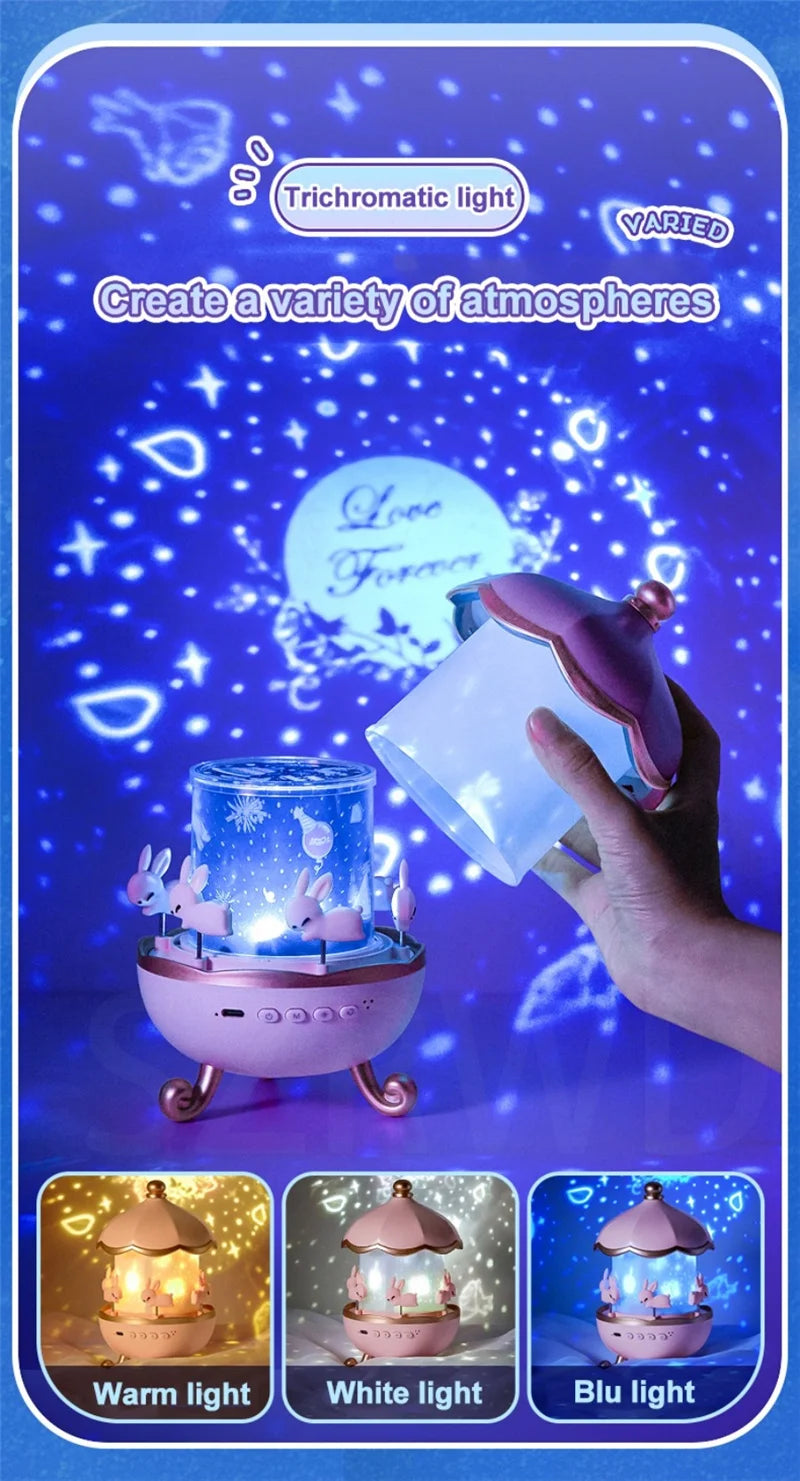 Projecteur de veilleuse pour enfants, chambre d'enfant, Rotation spatiale, lampe de nuit Led rechargeable par USB, 12 films, cadeau d'anniversaire et de noël