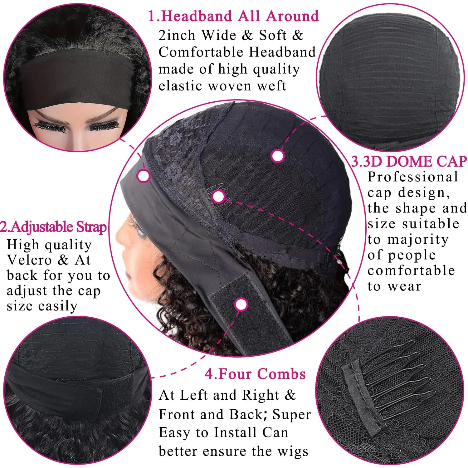 Bandeau perruques cheveux humains 28 30 32 pouces vague d'eau perruques 100% vrais cheveux bouclés perruque aucune dentelle avant perruques pleine Machine faite perruques