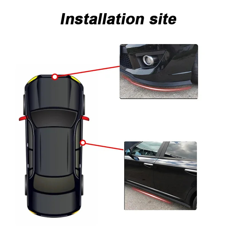 Universal rubber car front bumper lip, 2.5m/98.43 inches, black bumper lip strip, car side skirt, direct stitching