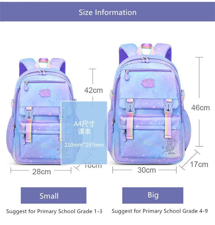 Sac à dos pour enfants pour filles, sacs d'école pour collégiens, sac de livre étanche de grande capacité pour élèves du primaire